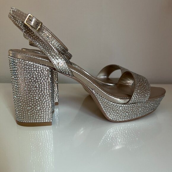 BCBGeneration "Pristal" Rhinestone Platform Sandal - Size 8 - Color Platino - Picture 9 of 13